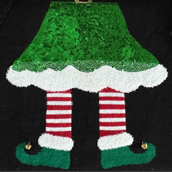 POOF L M Ugly Christmas Sweater • Elf Sequin Tunic • Funky Christmas Party - Picture 3 of 8